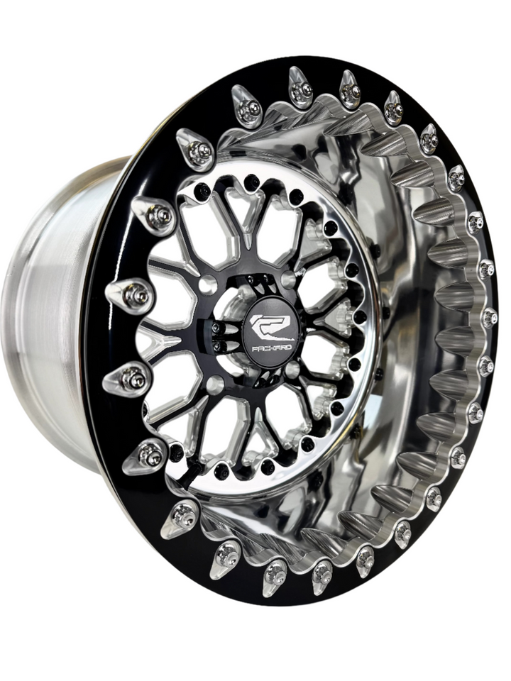 Wishbone - FF Forged Polished Beadlock - Gloss Black complete UTV wheel