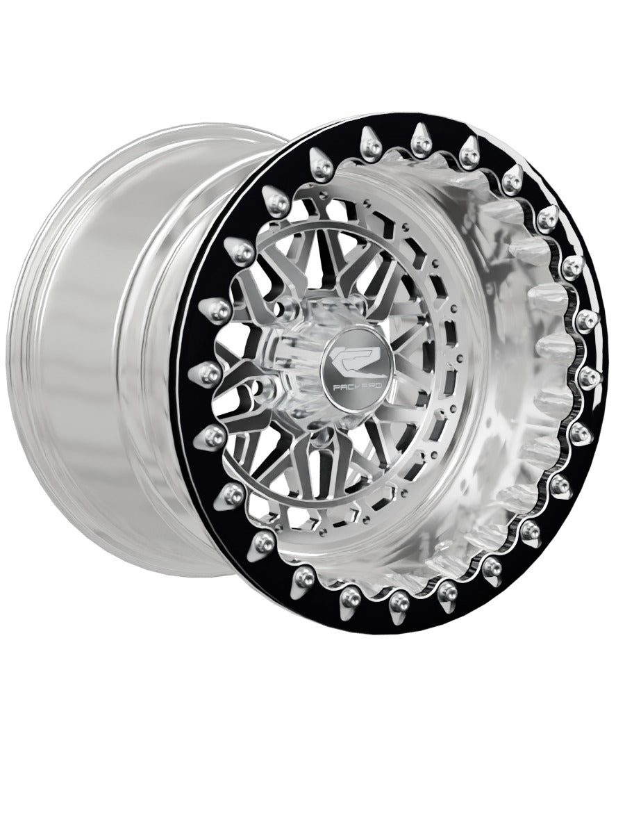 Apollo - FF Forged Polished Beadlock - Silver RZR Pro R 5x4.5 - 15x11 | 5X4.5 / Contrast Machined V.1 / Yes