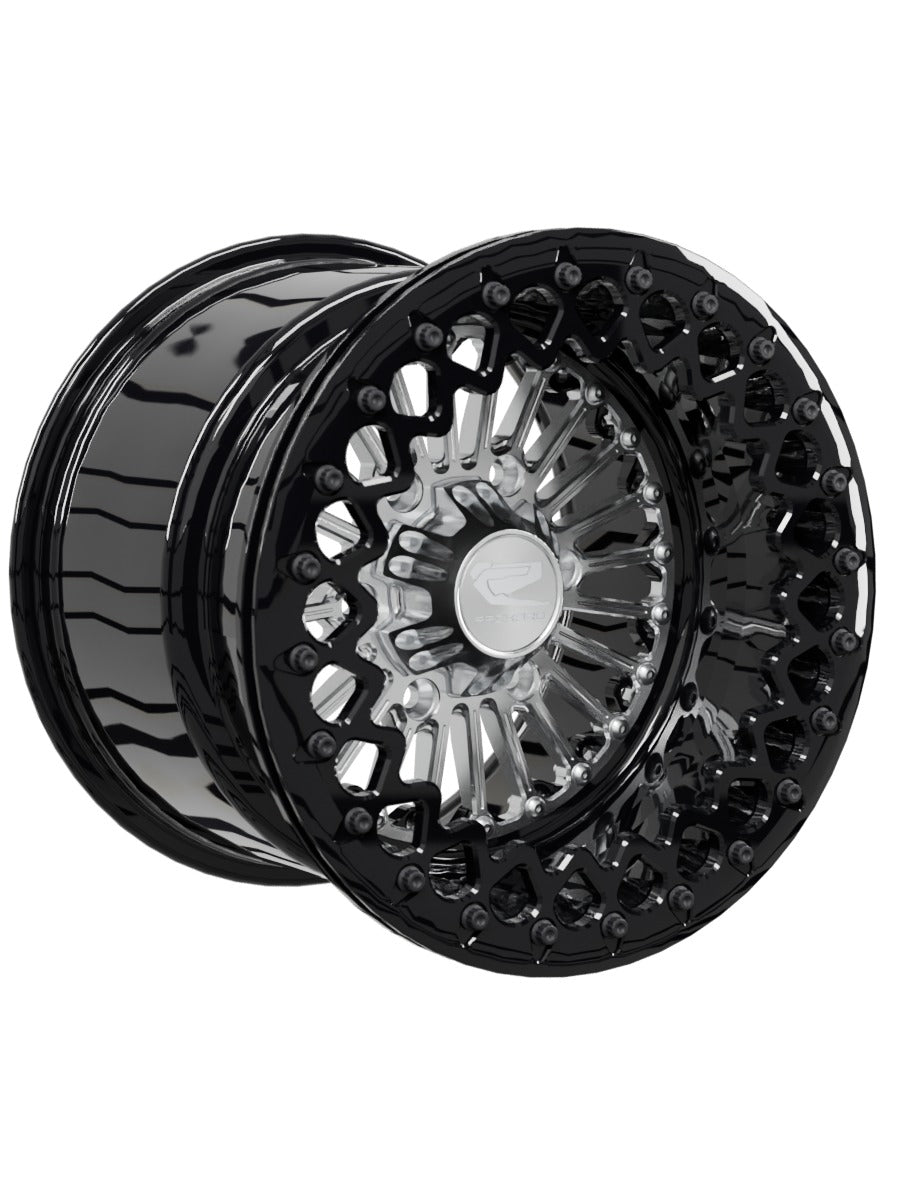 Import Beadlock — Silver Maverick R 6x139.7 — 15x11 | 6x139.7 / Gloss Black V.3 with spinner cap