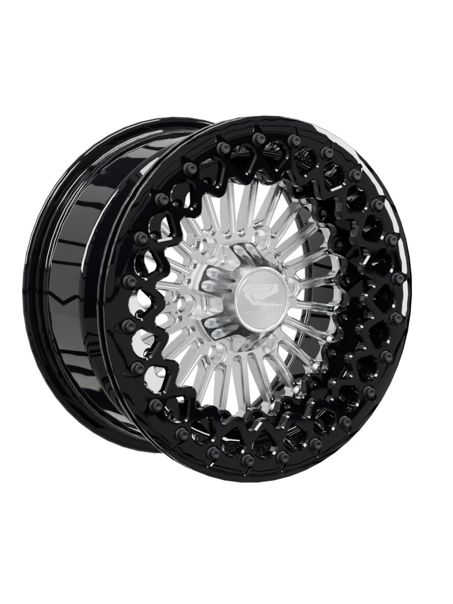 Import Beadlock — Silver Maverick R 6x139.7 — 15x7 | 6x139.7 / Gloss Black V.3 with spinner cap