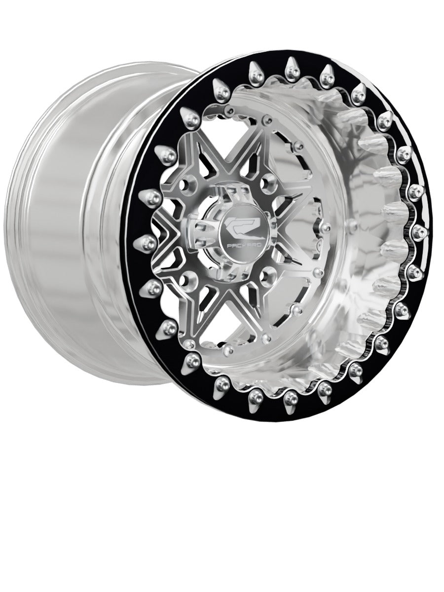 V2 - FF Forged Polished Beadlock - Silver - 15x11 | 4x156 / Contrast Machined V.1