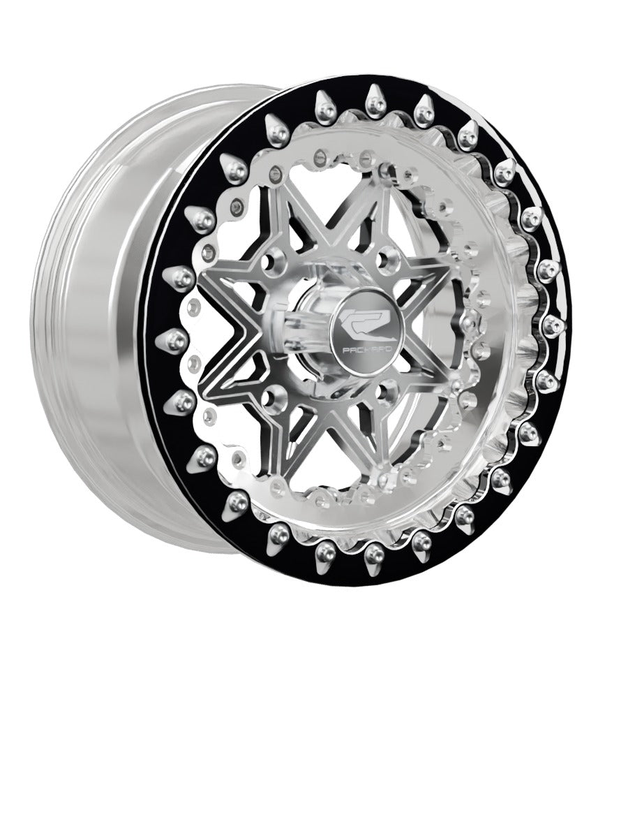 V2 - FF Forged Polished Beadlock - Silver - 15x7 | 4x156 / Contrast Machined V.1 / Spinner cap