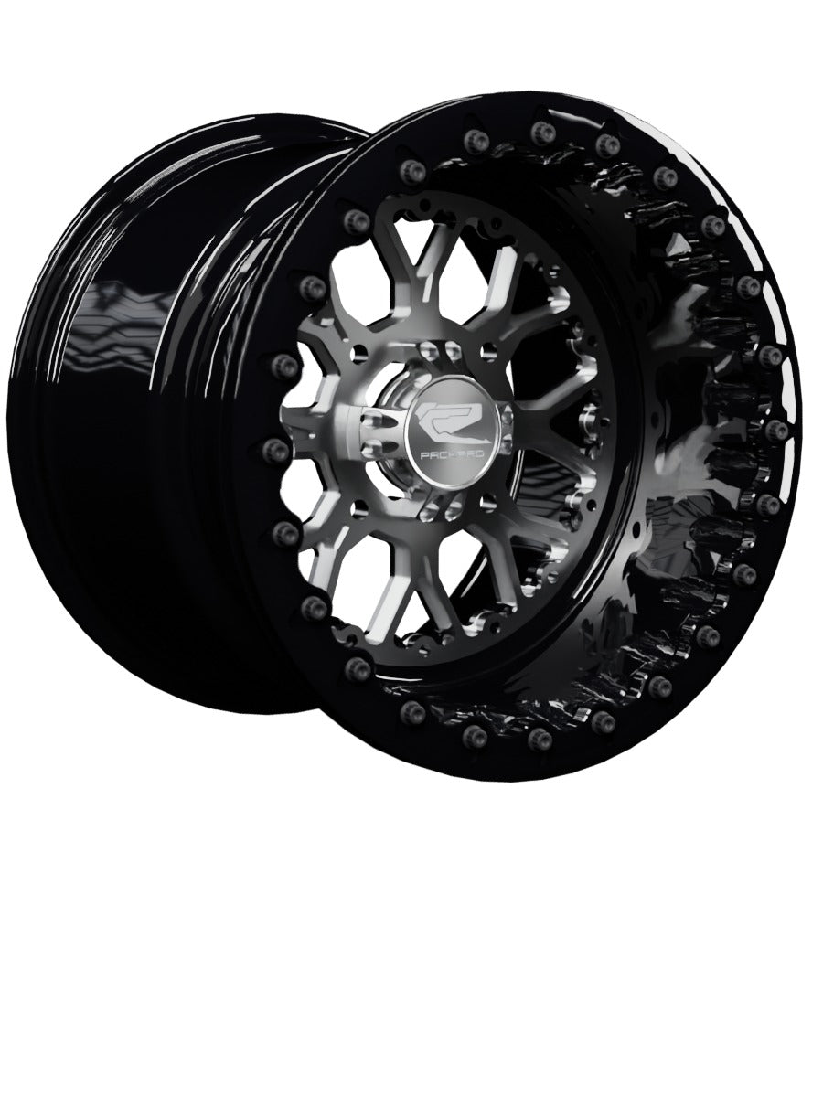 Wishbone - FF Forged Beadlock - Silver - 15x11 | 4x136 / Gloss Black V.1 / No