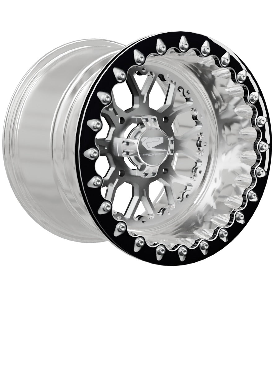 Wishbone - FF Forged Polished Beadlock - Silver - 15x11 | 4x136 / Contrast Machined V.1 / No
